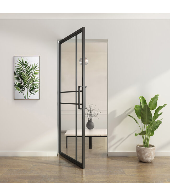 OUTLET: Stalen taatsdeur - Zwart - 6 Vlaks - Rook glas - Luxe design