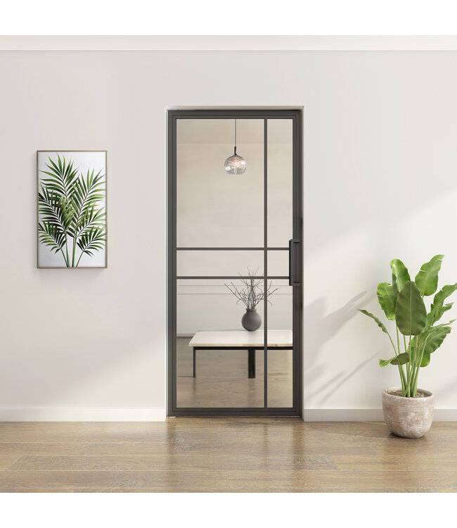 OUTLET: Stalen taatsdeur - Zwart - 6 Vlaks - Rook glas - Luxe design