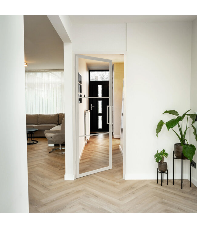 Stalen Binnendeur - Wit - 3 Vlaks - Rook glas
