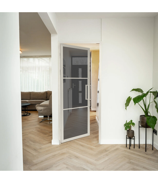 Stalen Binnendeur - Wit - 3 Vlaks - Rook glas