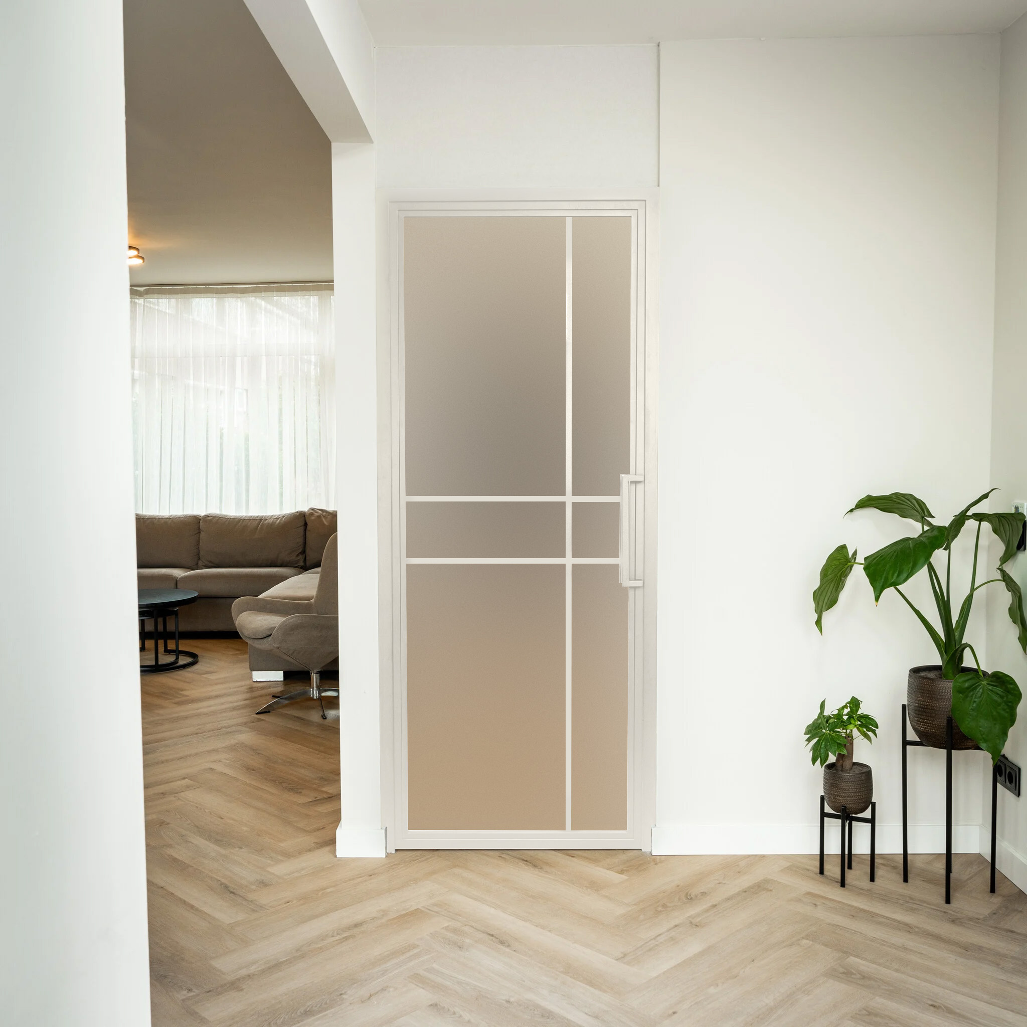 Stalen Binnendeur - Wit - 6 Vlaks - Mat glas - Luxe design