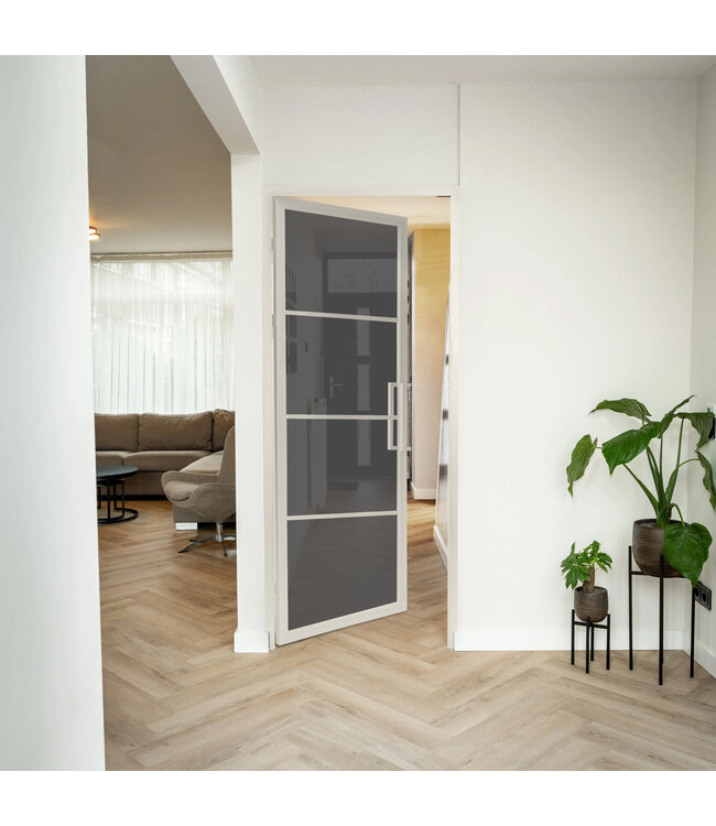 Stalen Binnendeur - Wit - 4 Vlaks - Rook glas