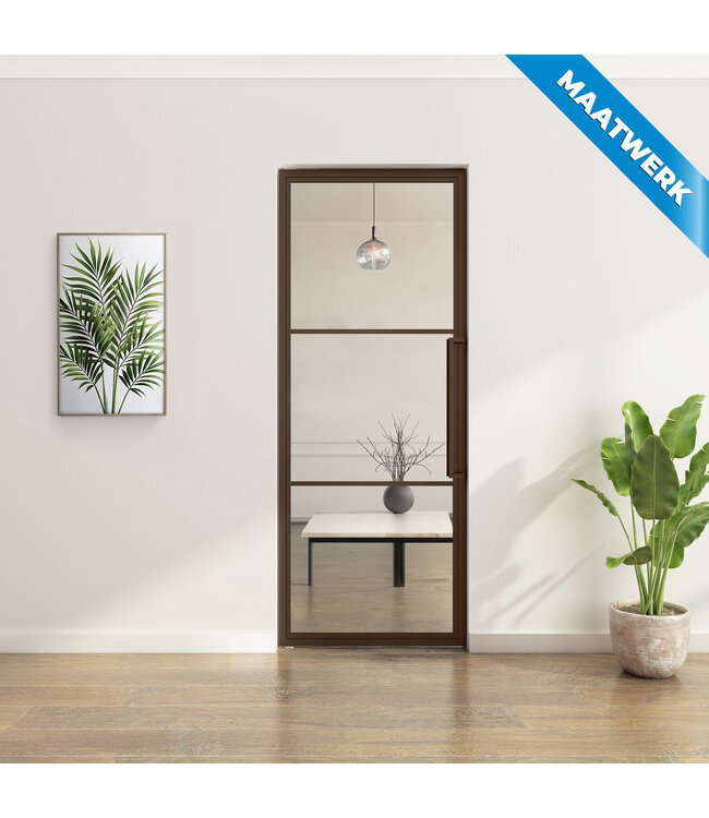 Stalen Taatsdeur - Maatwerk - Brons - 3 Vlaks - Helder glas