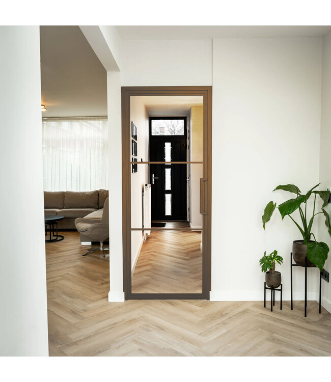 Stalen Binnendeur - Brons - 3 Vlaks - Mat glas