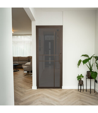 Stalen Binnendeur - Brons - 6 Vlaks - Rook glas - Luxe design Stalen Binnendeur - Brons - 6 Vlaks - Rook glas - Luxe design