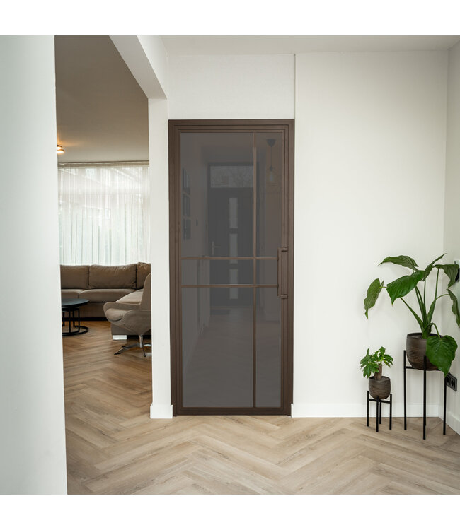 Stalen Binnendeur - Brons - 6 Vlaks - Rook glas - Luxe design