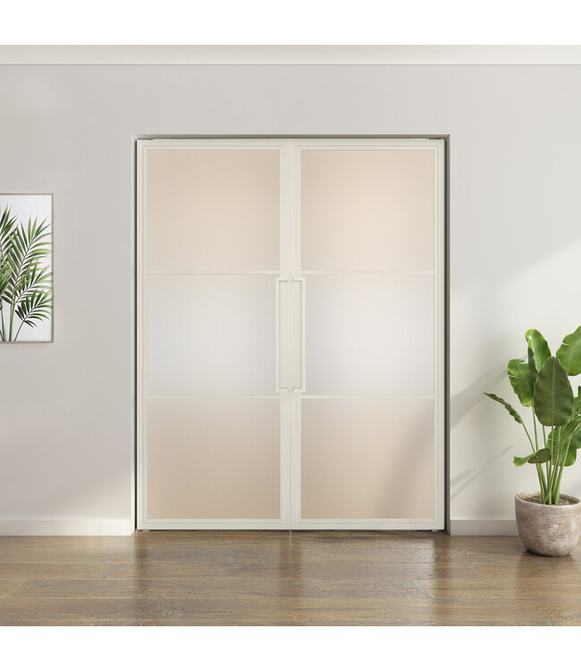 Dubbele stalen taatsdeur - 3 Vlaks - Wit - Moderne look