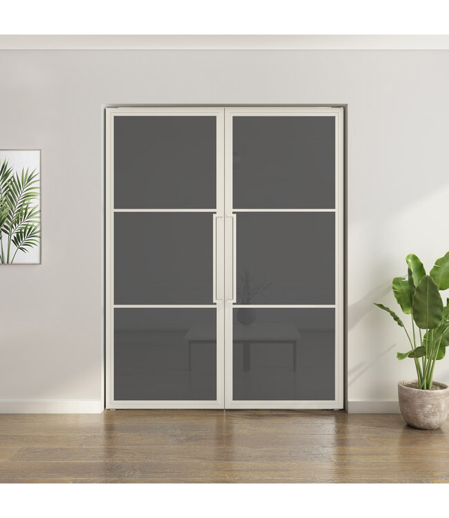 Dubbele stalen taatsdeur - 3 Vlaks - Wit - Moderne look
