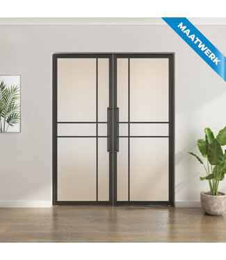 Dubbele stalen taatsdeur - Maatwerk - Zwart - 6 Vlaks - Mat glas - Luxe design