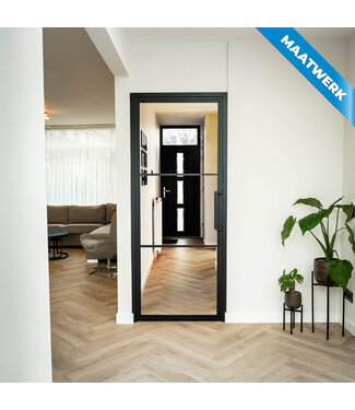 Stalen Binnendeur - Zwart - 3 Vlaks - Maatwerk - Helder glas