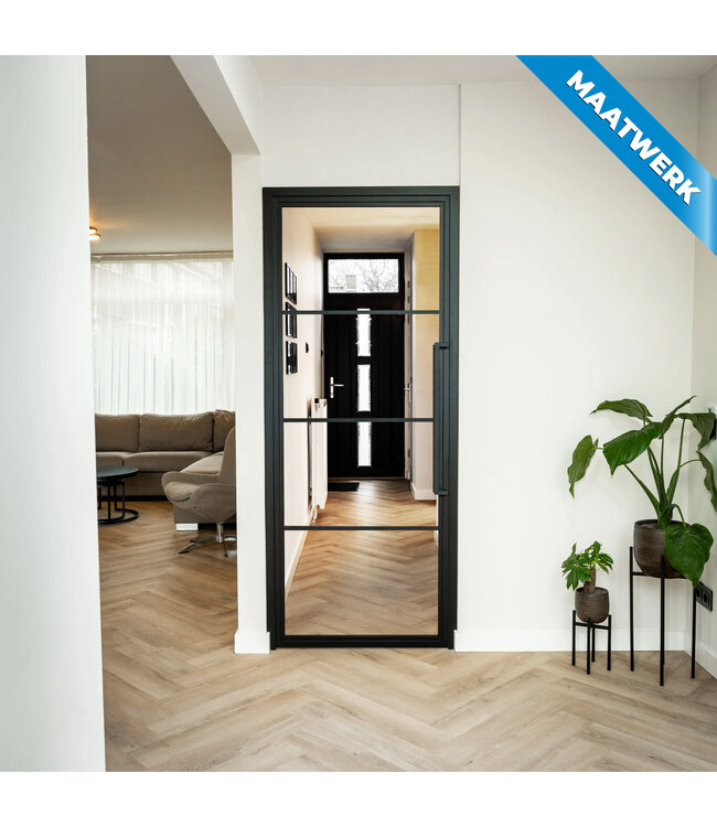 Stalen Binnendeur - Zwart - 4 Vlaks - Maatwerk - Helder glas