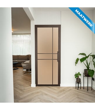 Stalen Binnendeur - 6 Vlaks - Brons - Maatwerk - Mat glas Stalen Binnendeur - 6 Vlaks - Brons - Maatwerk - Mat glas