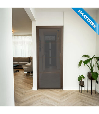 Stalen Binnendeur - 4 Vlaks - Brons - Maatwerk - Rook glas Stalen Binnendeur - 4 Vlaks - Brons - Maatwerk - Rook glas