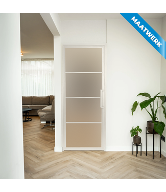 Stalen Binnendeur - 4 Vlaks - Wit - Maatwerk - Mat glas Stalen Binnendeur - 4 Vlaks - Wit - Maatwerk - Mat glas