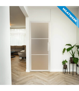 Stalen Binnendeur - 3 Vlaks - Wit - Maatwerk - Mat glas Stalen Binnendeur - 3 Vlaks - Wit - Maatwerk - Mat glas