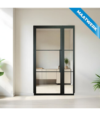 Stalen binnendeur met glaspaneel - Zwart - 3 Vlaks - Maatwerk - Helder glas