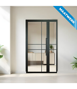 Stalen binnendeur met glaspaneel - Zwart - 6 Vlaks - Maatwerk - Helder glas