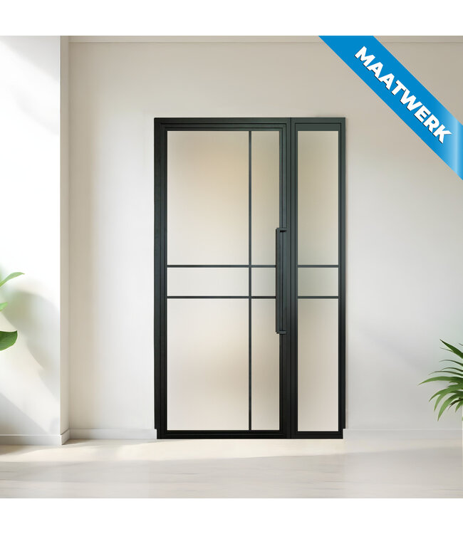 Stalen binnendeur met glaspaneel - Zwart - 6 Vlaks - Maatwerk - Helder glas