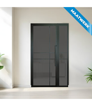 Stalen binnendeur met glaspaneel - 6 Vlaks - Maatwerk - Rook glas Stalen binnendeur met glaspaneel - 6 Vlaks - Maatwerk - Rook glas