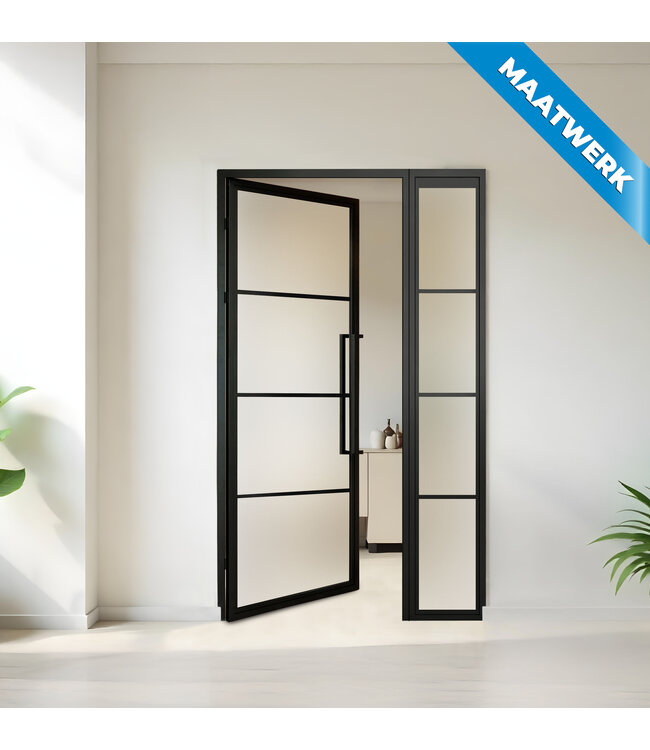 Stalen binnendeur met glaspaneel - Zwart - 4 Vlaks - Maatwerk - Helder glas