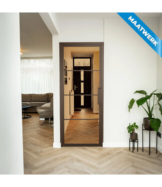 Stalen Binnendeur - 4 Vlaks - Brons - Maatwerk - Brons rook glas Stalen Binnendeur - 4 Vlaks - Brons - Maatwerk - Brons rook glas