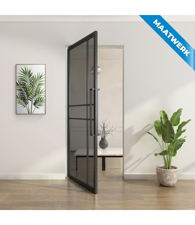 Stalen taatsdeur - Maatwerk - Zwart - 6 Vlaks - Mat glas - Luxe design