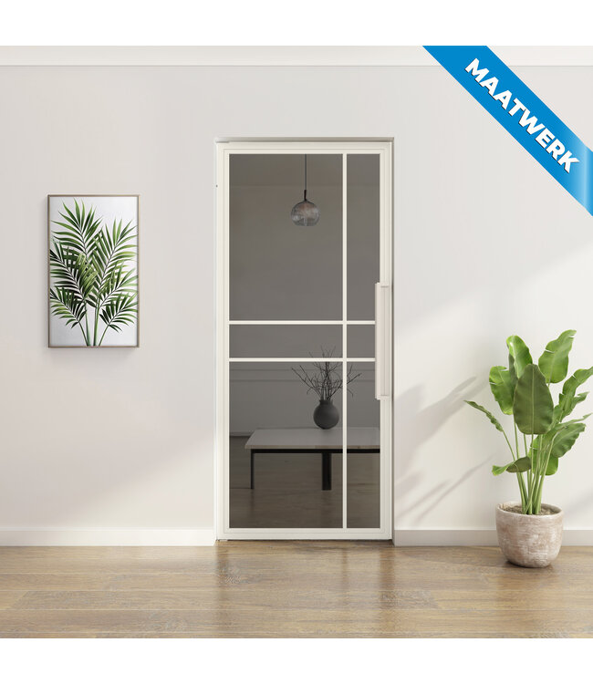 Stalen taatsdeur - Maatwerk - Wit - 6 Vlaks - Rook glas - Luxe design