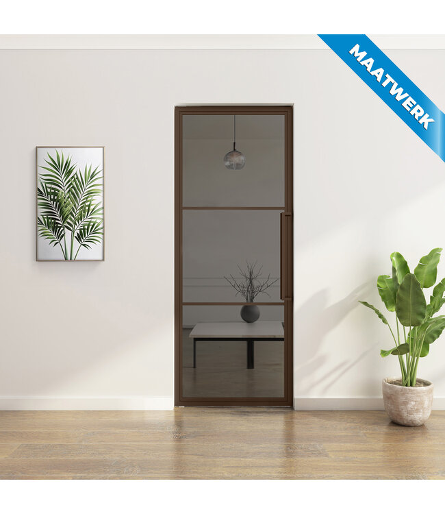 Stalen Taatsdeur - Maatwerk - Brons - 3 Vlaks - Helder glas