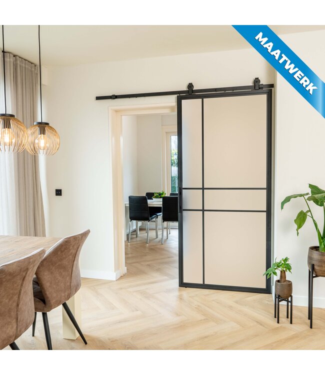 Stalen Schuifdeur - Zwart - 6 Vlaks - Maatwerk - Helder glas