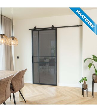 Stalen Schuifdeur - Zwart - 6 Vlaks - Maatwerk - Rook glas