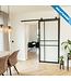 Stalen Schuifdeur - Zwart-  6 Vlaks - Maatwerk - Rook glas