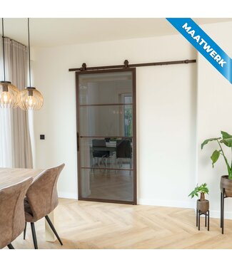 Stalen Schuifdeur - 4 Vlaks - Brons - Maatwerk - Rook glas