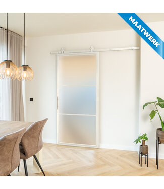 Stalen Schuifdeur - 3 Vlaks - Wit - Maatwerk - Mat glas
