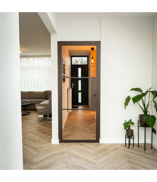 Stalen Binnendeur - 3 Vlaks - Brons - Helder glas - Met slot Stalen Binnendeur - 3 Vlaks - Brons - Helder glas - Met slot