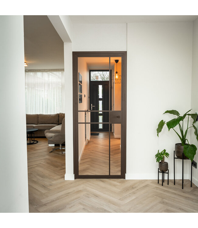 Stalen Binnendeur - 6 Vlaks - Brons - Mat glas - Met slot