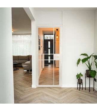 Stalen Binnendeur - 6 Vlaks - Wit - Helder glas - Met slot Stalen Binnendeur - 6 Vlaks - Wit - Helder glas - Met slot