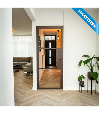 Stalen Binnendeur - 3 Vlaks - Maatwerk - Brons - Helder glas - Met slot Stalen Binnendeur - 3 Vlaks - Maatwerk - Brons - Helder glas - Met slot