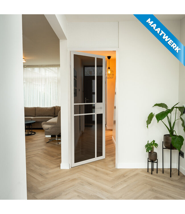 Stalen Binnendeur - 6 Vlaks - Maatwerk - Wit - Mat glas - Met slot