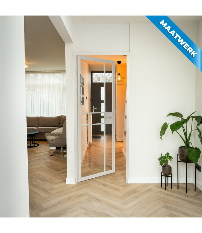 Stalen Binnendeur - 6 Vlaks - Maatwerk - Wit - Rook glas - Met slot
