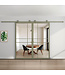 Dubbele stalen schuifdeur - 6 Vlaks - Olijfgroen - Mat glas - Luxe design