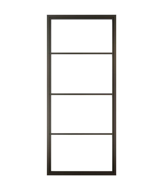 Dubbele stalen Schuifdeuren - Zwart - 4 Vlaks - Maatwerk - Rook glas