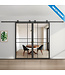 Dubbele stalen Schuifdeuren - Zwart - 6 Vlaks - Maatwerk - Luxe design - Mat glas