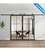 Dubbele stalen Schuifdeuren - Zwart - 6 Vlaks - Maatwerk - Luxe design - Helder glas