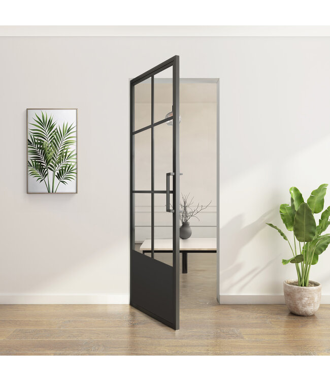 OUTLET: Stalen taatsdeur - 6 Vlaks met kickplate - Helder glas
