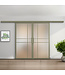 Dubbele stalen schuifdeur met koofsysteem - 6 Vlaks - Olijfgroen - Helder glas - Luxe design