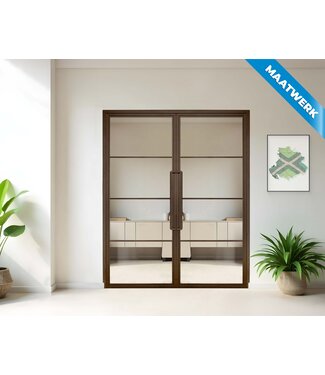 Dubbele stalen Binnendeur - 4 Vlaks - Brons - Maatwerk - Helder glas Dubbele stalen Binnendeur - 4 Vlaks - Brons - Maatwerk - Helder glas