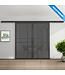 Dubbele stalen Schuifdeuren met koofsysteem - Zwart - 6 Vlaks - Maatwerk - Luxe design - Rook glas