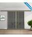 Dubbele stalen Schuifdeuren met koofsysteem - 6 Vlaks - Olijfgroen - Maatwerk - Luxe design - Helder glas