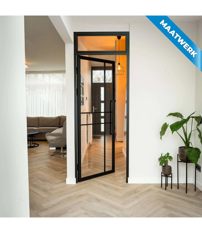 Stalen Binnendeur met bovenlicht - Zwart - 6 Vlaks - Maatwerk - Helder glas