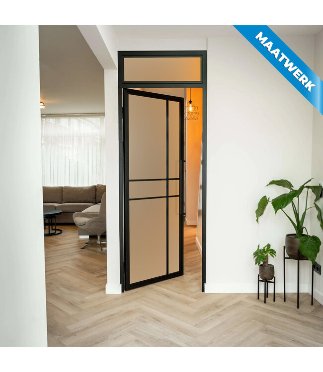 Stalen Binnendeur met bovenlicht - Zwart - 6 Vlaks - Maatwerk - Helder glas